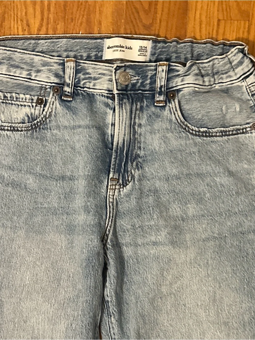 Abercrombie Kids Boys Loose Jeans Size 13/14 Regular Light Wash Adjustable